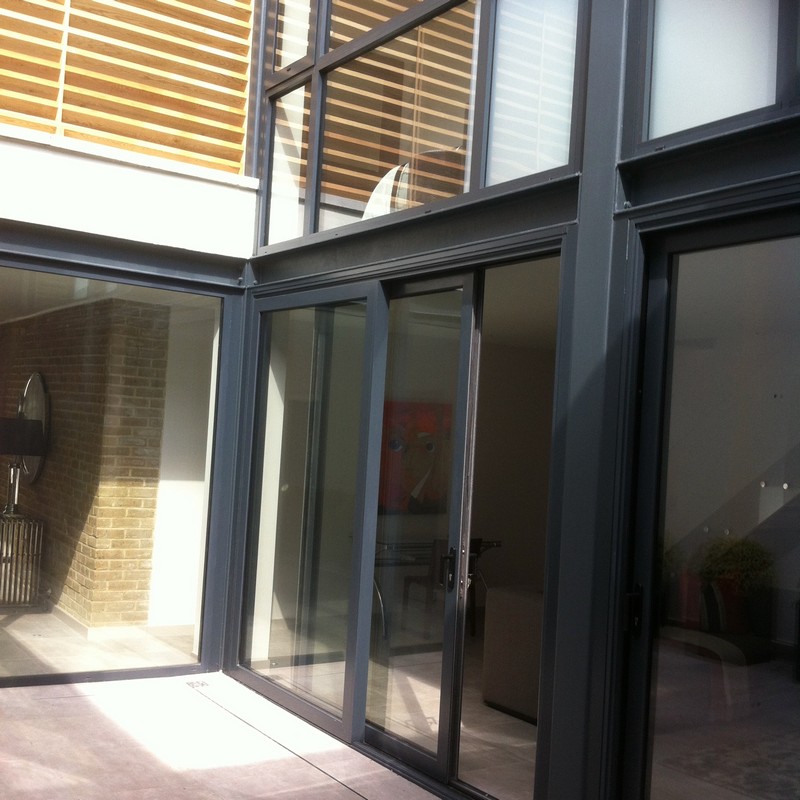 Anthracite aluminium sliding patio doors fitted in East Ham